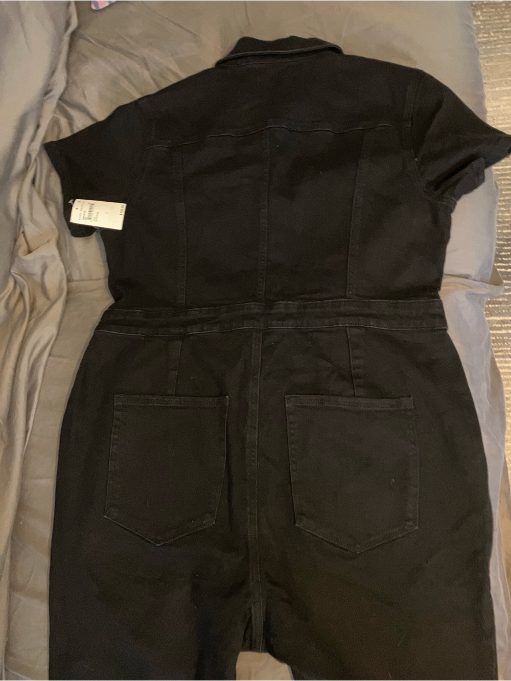 Good American Zip Up Black Denim Jumpsuit - Picture 7 of 8